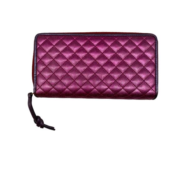 Gucci Laminated Nappa Trapuntata Zumi Zip Around Wallet Rosso Fuxia Bizantin - Picture 4 of 6